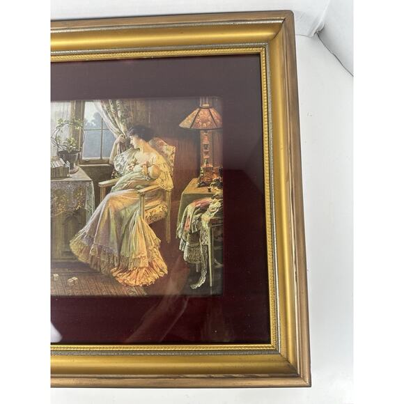 Beautiful Antique Victorian Print Showing Mother & Child on Back, Original Frame - Picture 3 of 9